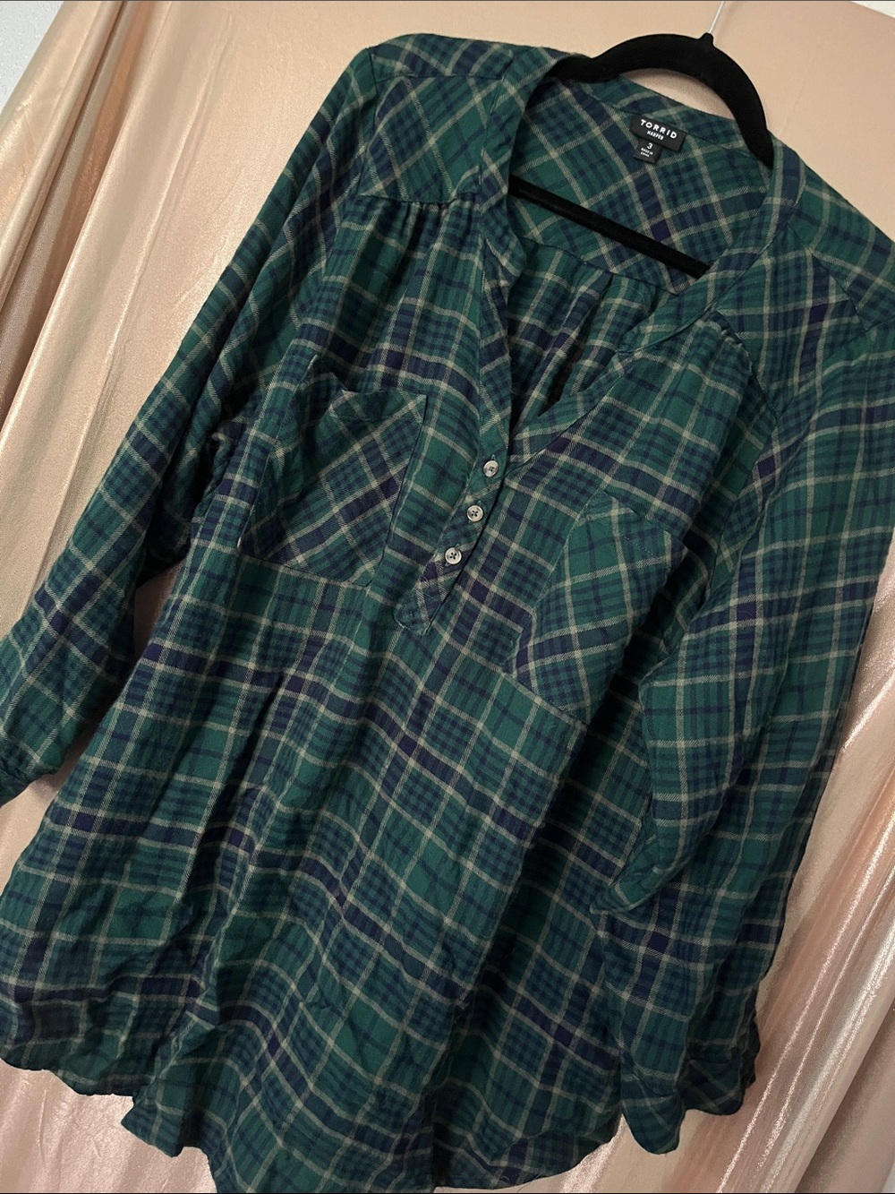 torrid Green and Navy Plaid Harper Top